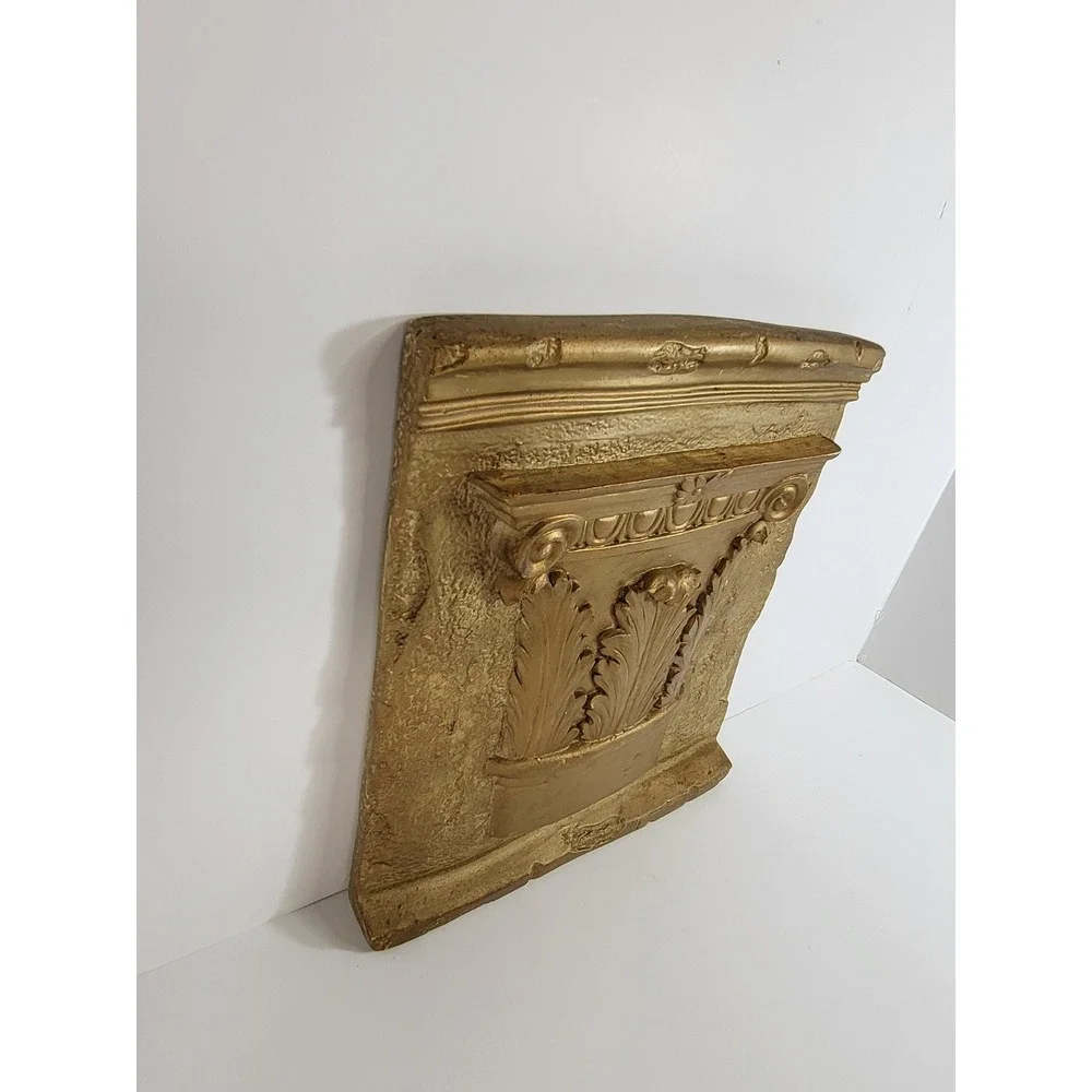 Vintage Pinnacle Gold Corinthian Column Wall Plaque Architectural Relief Decor